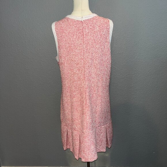 ANTHROPOLOGIE MAEVE RED WHITE & PINK BOUCLE TWEED CHANEL STYLE MINI DRESS - XL - Picture 7 of 15